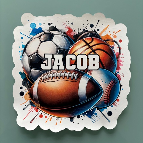 LARGE VINYL SINGLE DECAL (CUSTOM)-SPORTS BALLS